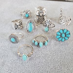 10 Pcs Turquoise Rings